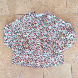 Cyrillus girl Liberty print blouse. Red, white and navy floral. Size 8.